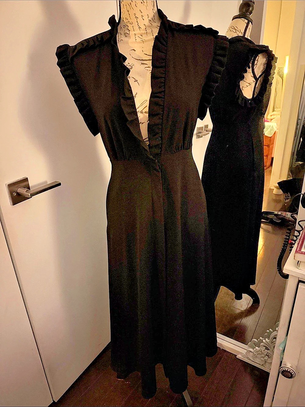 IRO Cossa Sleeveless Ruffle Long Dress Black Maxi size 34